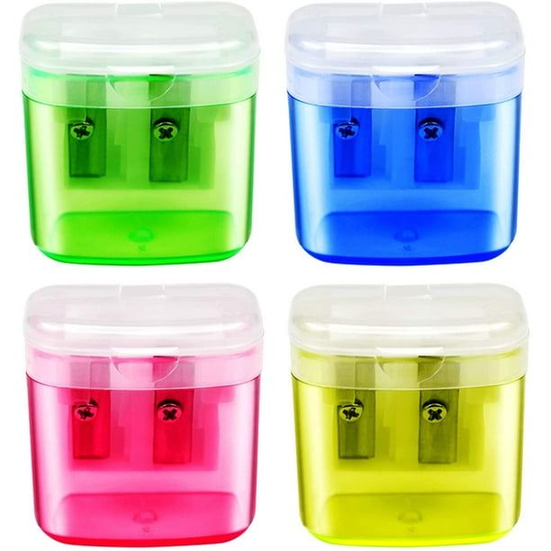 3 Pcs Double Hole Plastic Pencil Sharpener Transparent Standard Cutting Machine 3 Pcs Double Hole Plastic Pencil Sharpener Transparent Standard Cutting Machine